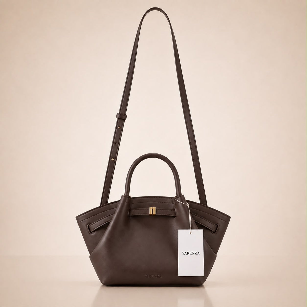 Sac à main cabas en cuir marron – Élégant & intemporel par VARENZA
