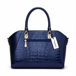 Sac à main effet croco pour femme bleu nuit – Collection par VARENZA