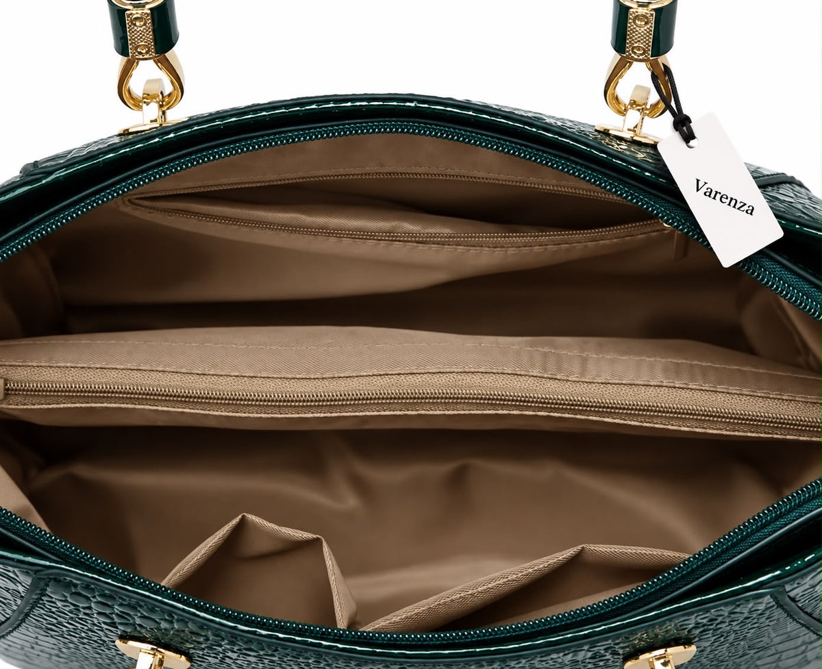 Sac à main effet croco pour femme vert – Collection par VARENZA