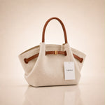 Sac à main cabas élégant – Beige & détails marron par VARENZA